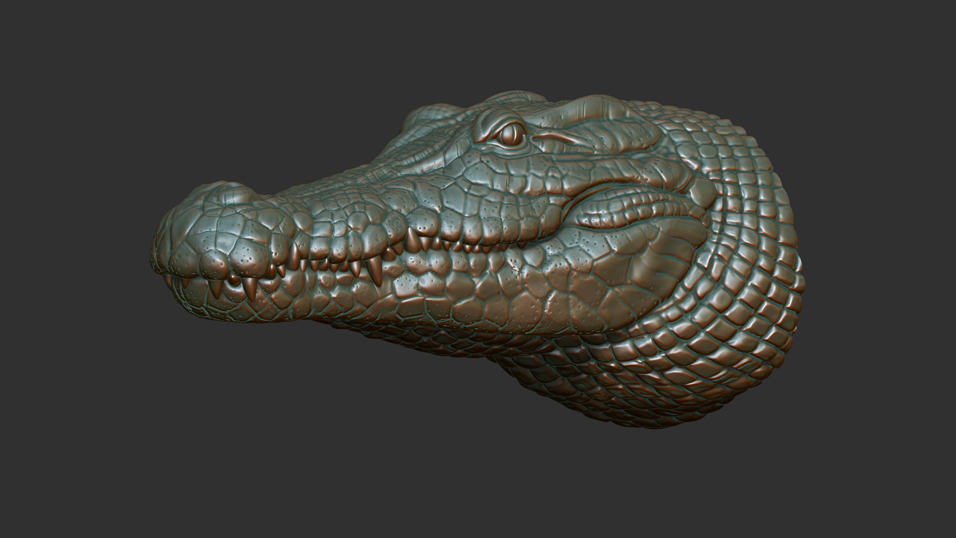 Crocodile bust 3D print model_2