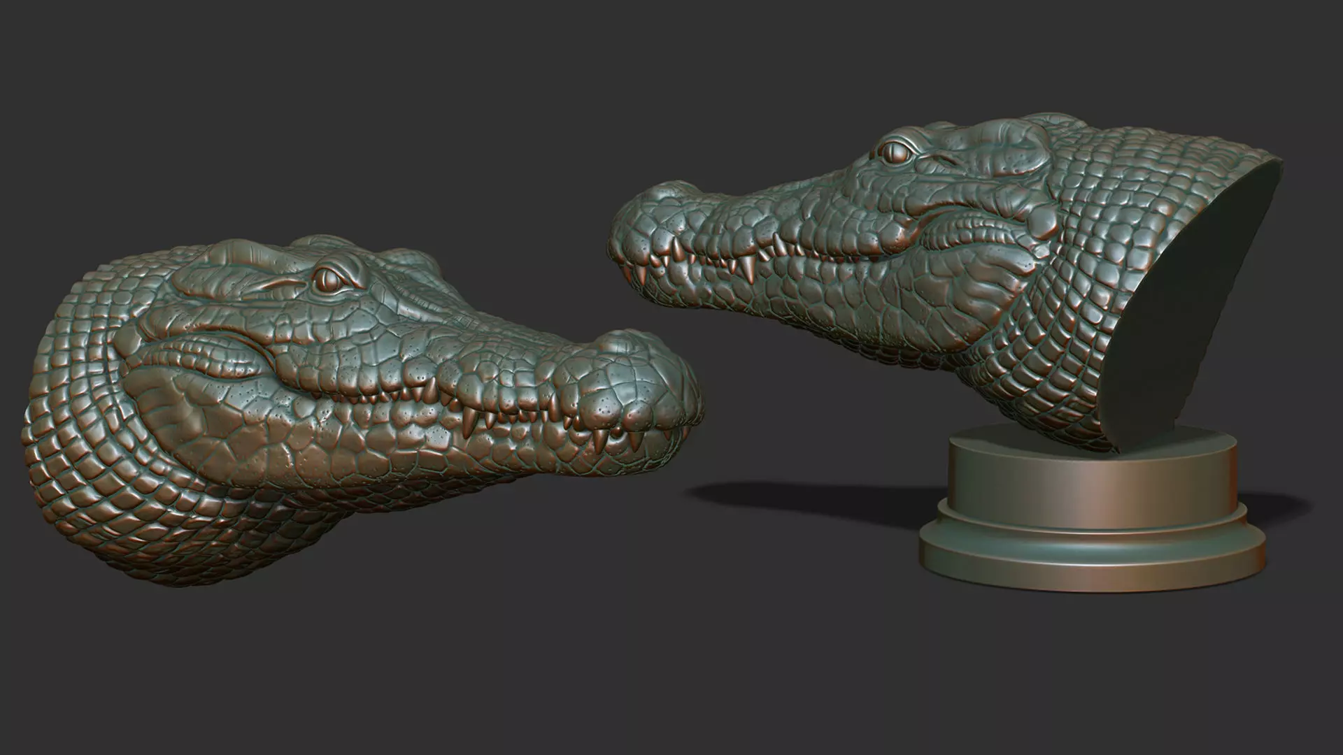 Crocodile bust 3D print model_0