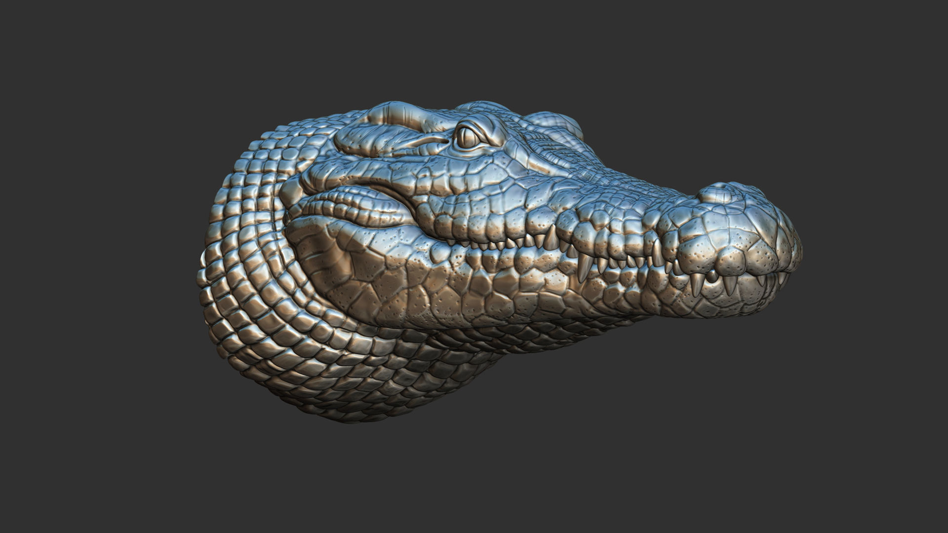 Crocodile bust 3D print model_4