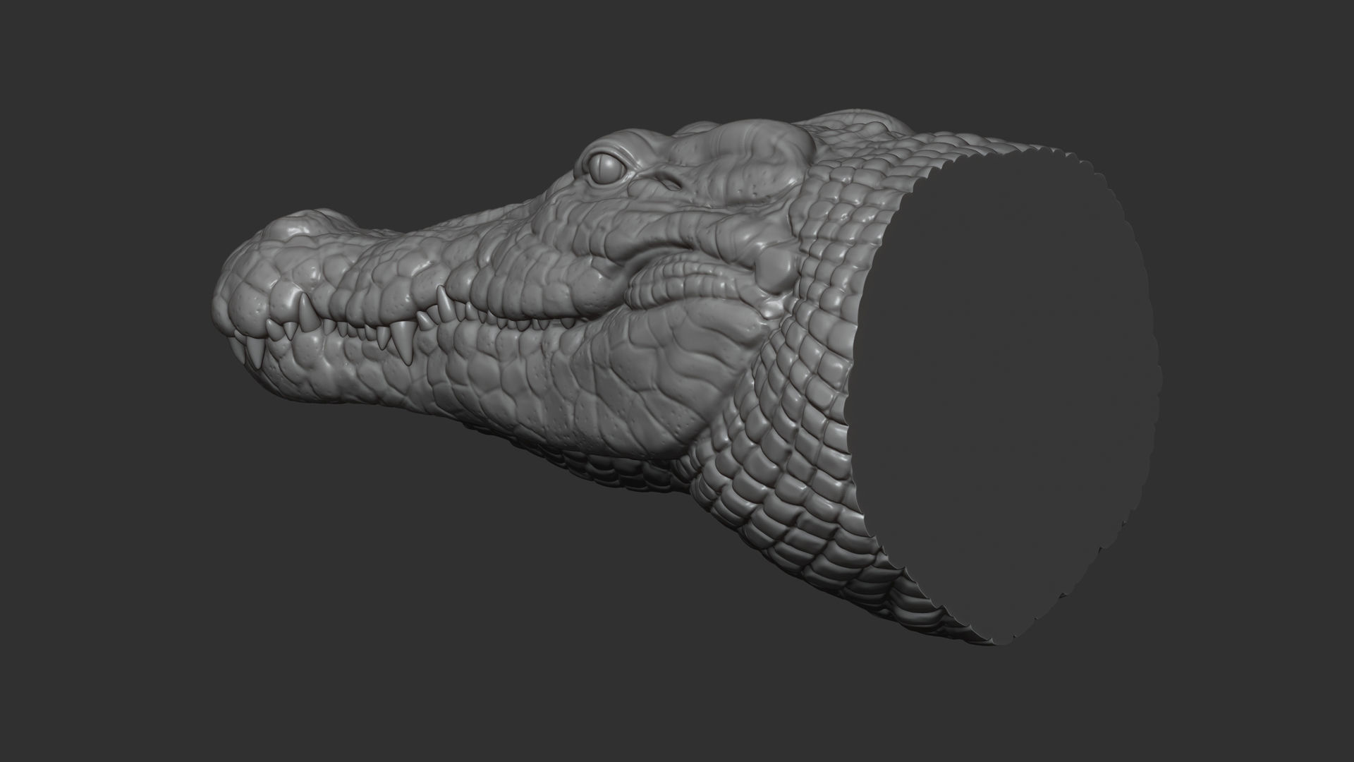 Crocodile bust 3D print model_10