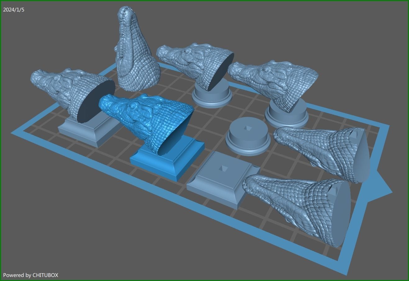 Crocodile bust 3D print model_7