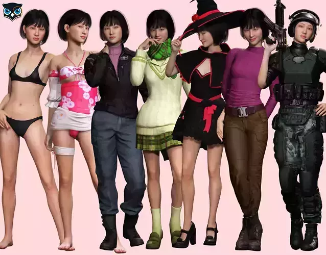 FREE Asian Woman  Realistic Female Free low-poly 3D model