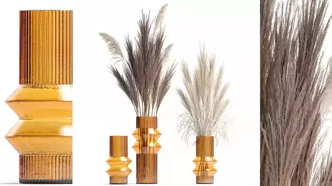 Minimalistic bouquet of dry pampas branches in a vase 316