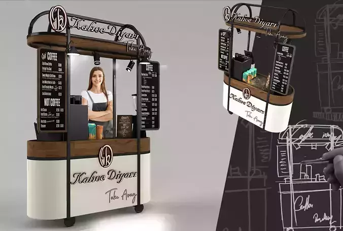 POP Stand 3D model 3D model coffee car new model