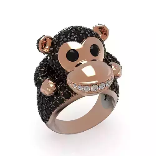 Diamond Monkey Ring 3D print model