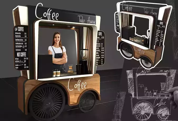 POP Stand 3D model 3D model coffee car new model