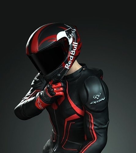 Biker motorcycle rider model Low-poly 3D model