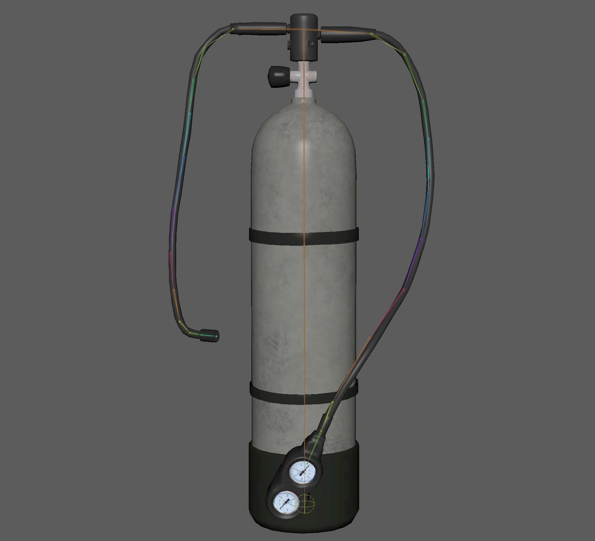 Oxygen Cylinder Rig Low-poly 3D model_6