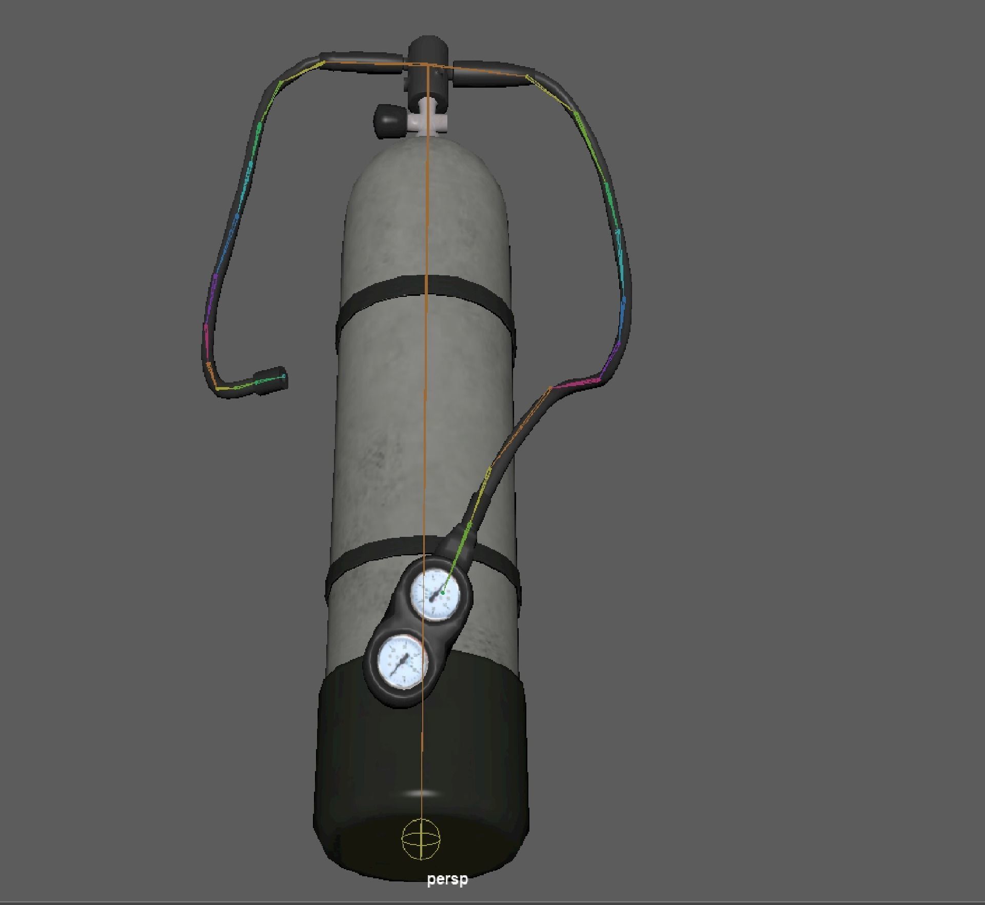 Oxygen Cylinder Rig Low-poly 3D model_9