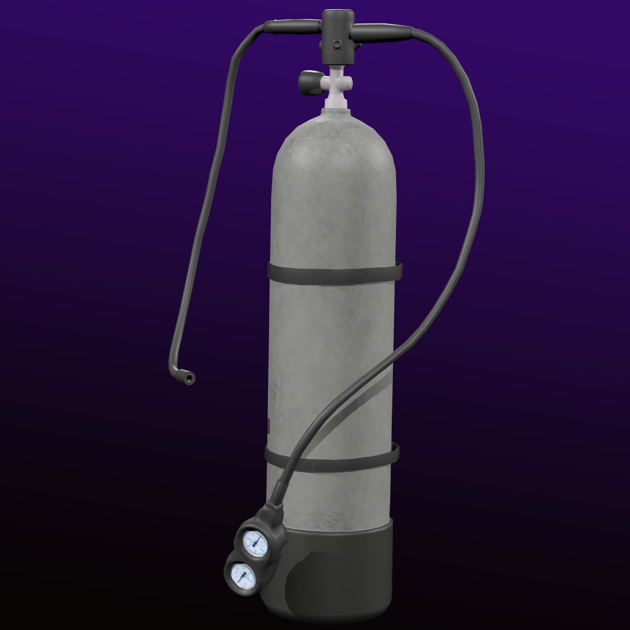 Oxygen Cylinder Rig Low-poly 3D model_1