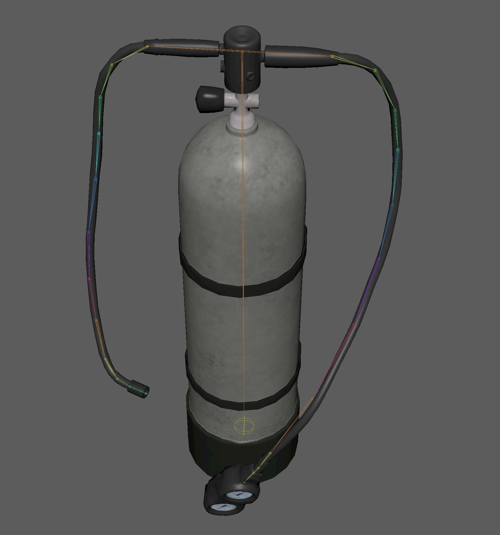 Oxygen Cylinder Rig Low-poly 3D model_8