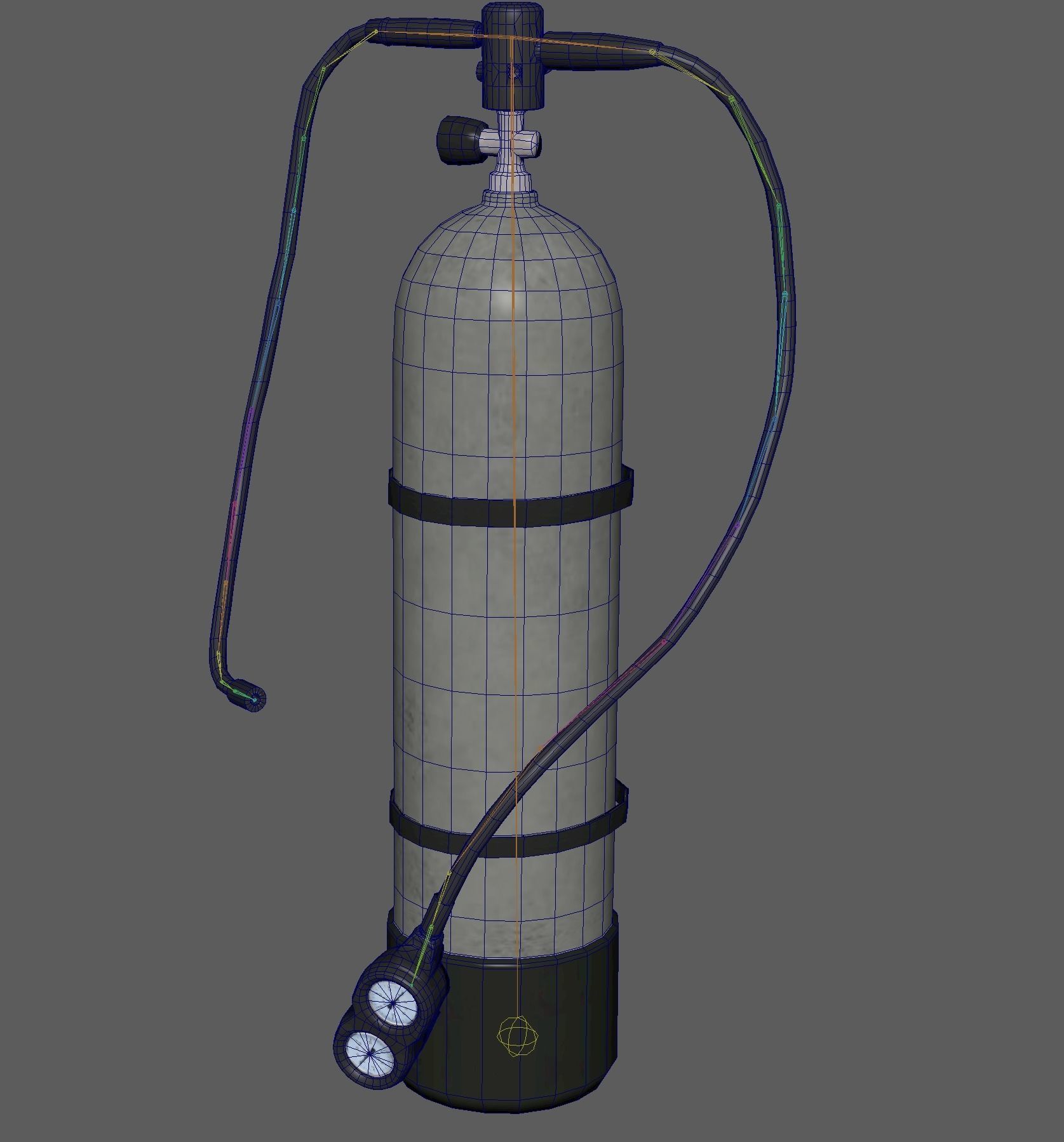 Oxygen Cylinder Rig Low-poly 3D model_10
