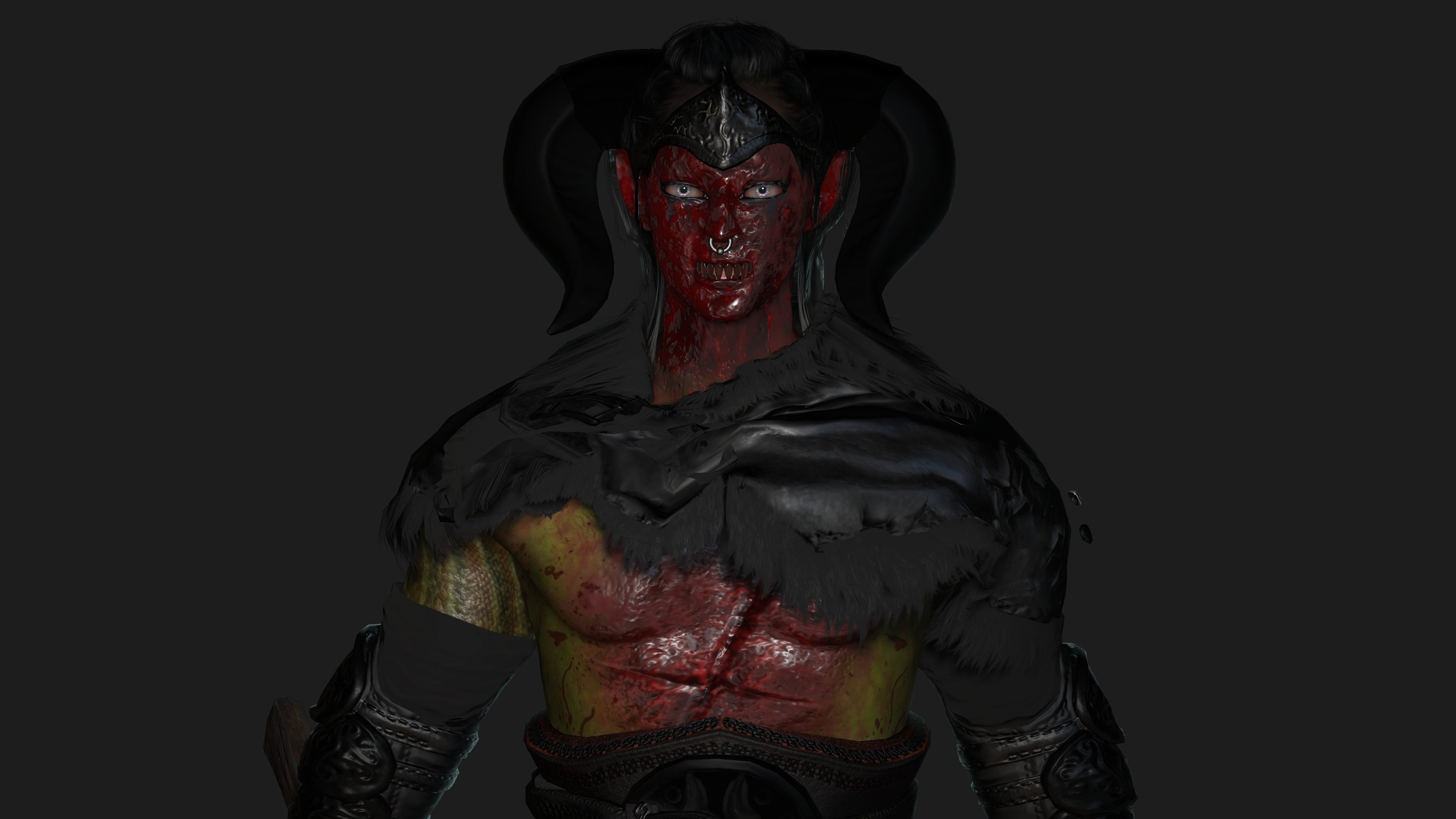 AAA 3D MODEL FANTASY HORROR DEMON CHARACTER - BLOODY DEMON HORN Low-poly 3D model_6