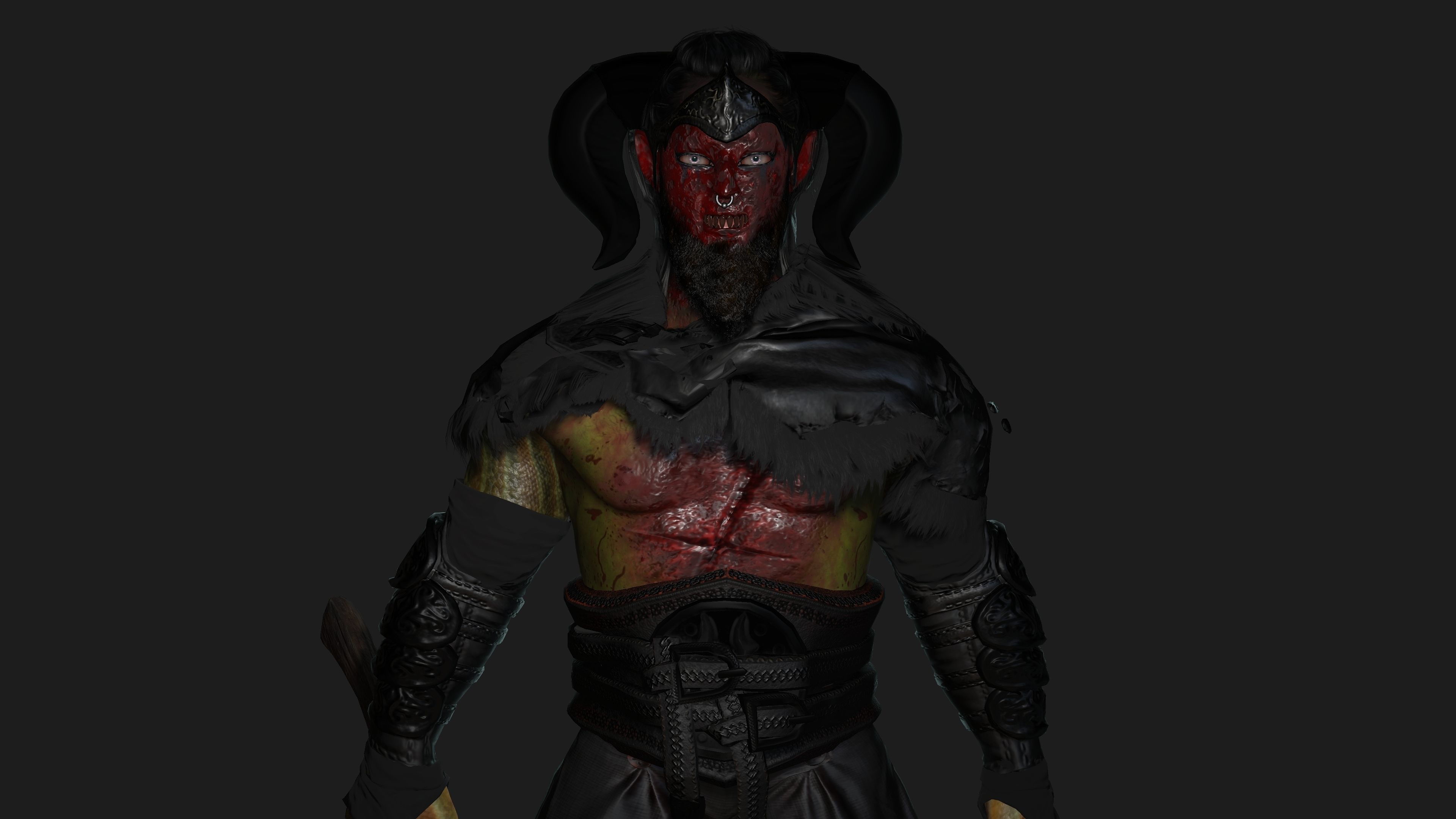 AAA 3D MODEL FANTASY HORROR DEMON CHARACTER - BLOODY DEMON HORN Low-poly 3D model_4