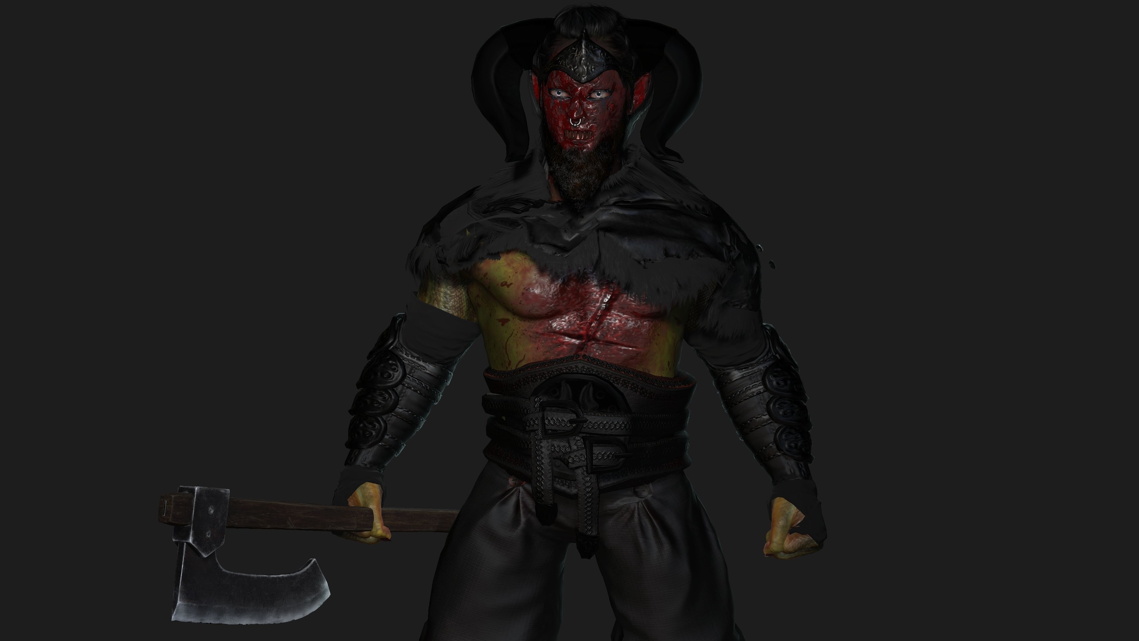 AAA 3D MODEL FANTASY HORROR DEMON CHARACTER - BLOODY DEMON HORN Low-poly 3D model_10