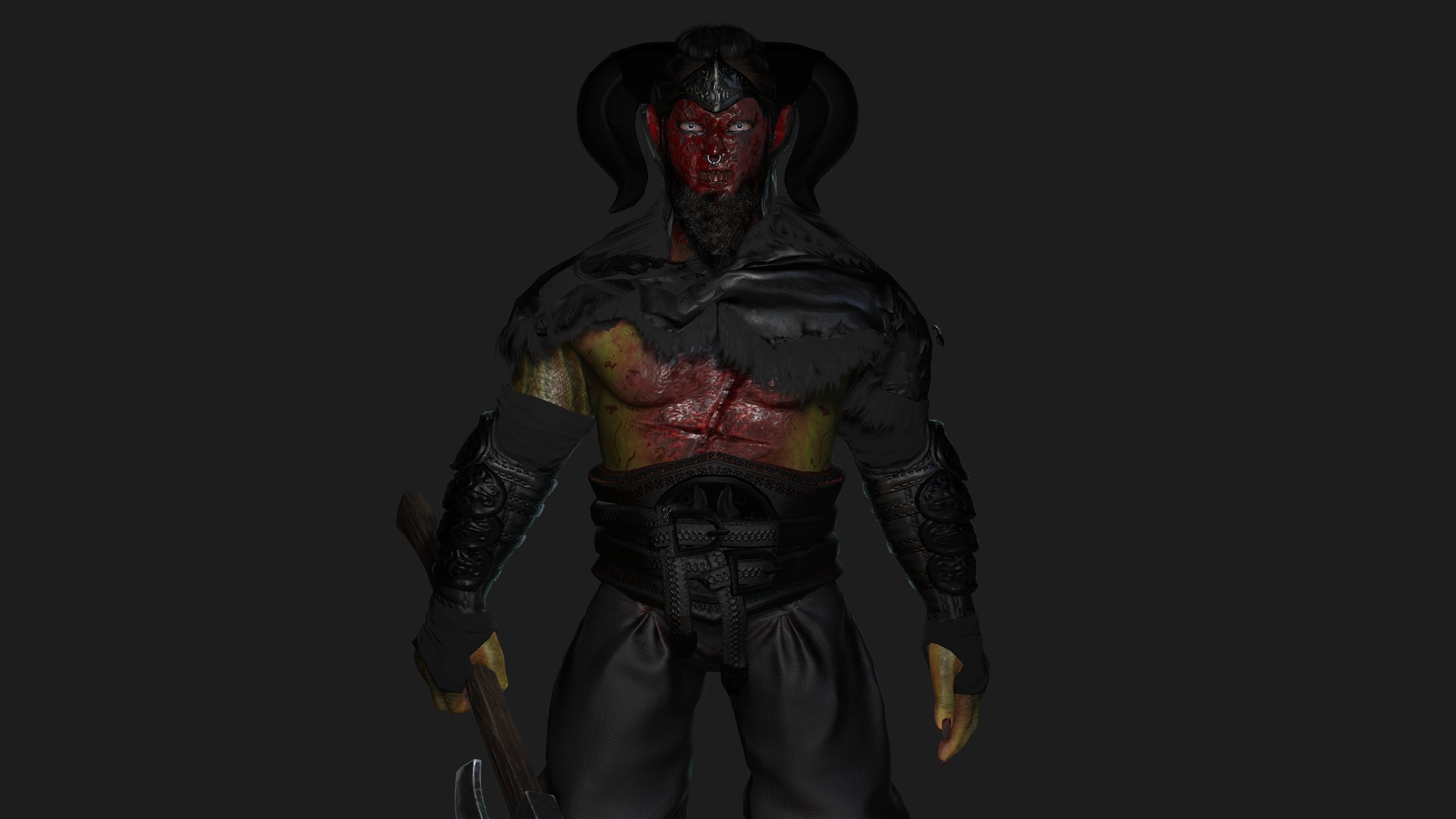 AAA 3D MODEL FANTASY HORROR DEMON CHARACTER - BLOODY DEMON HORN Low-poly 3D model_3