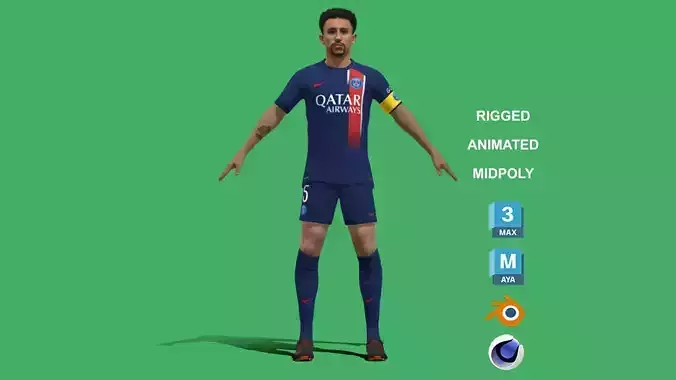 3D Rigged Marquinhos PSG 2024 3D model