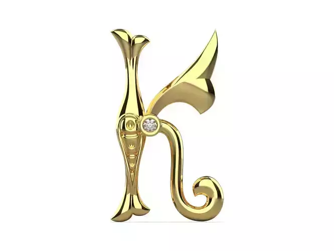 Alphabet Latin K 3D print model