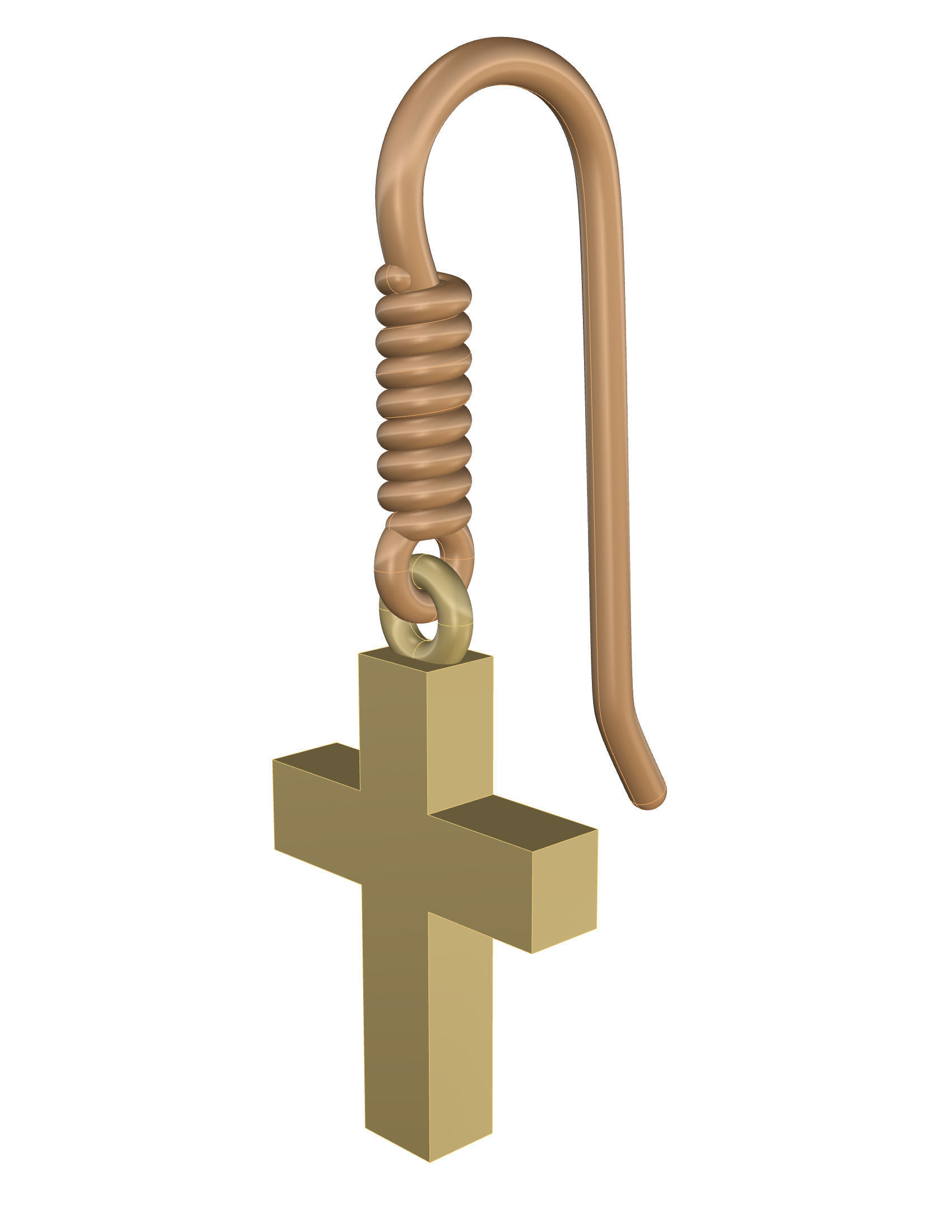 Cross Earrings 3D print model_16