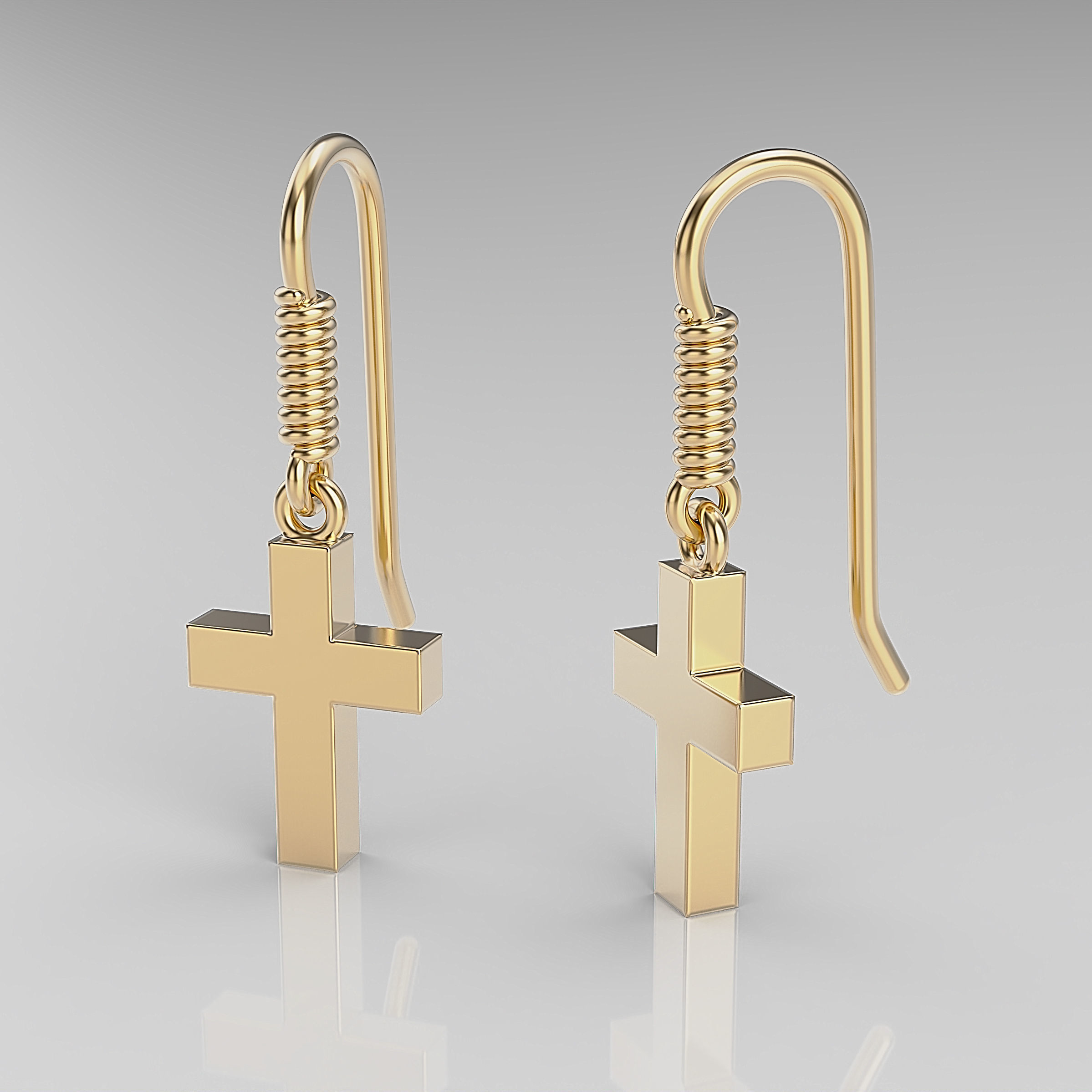 Cross Earrings 3D print model_9