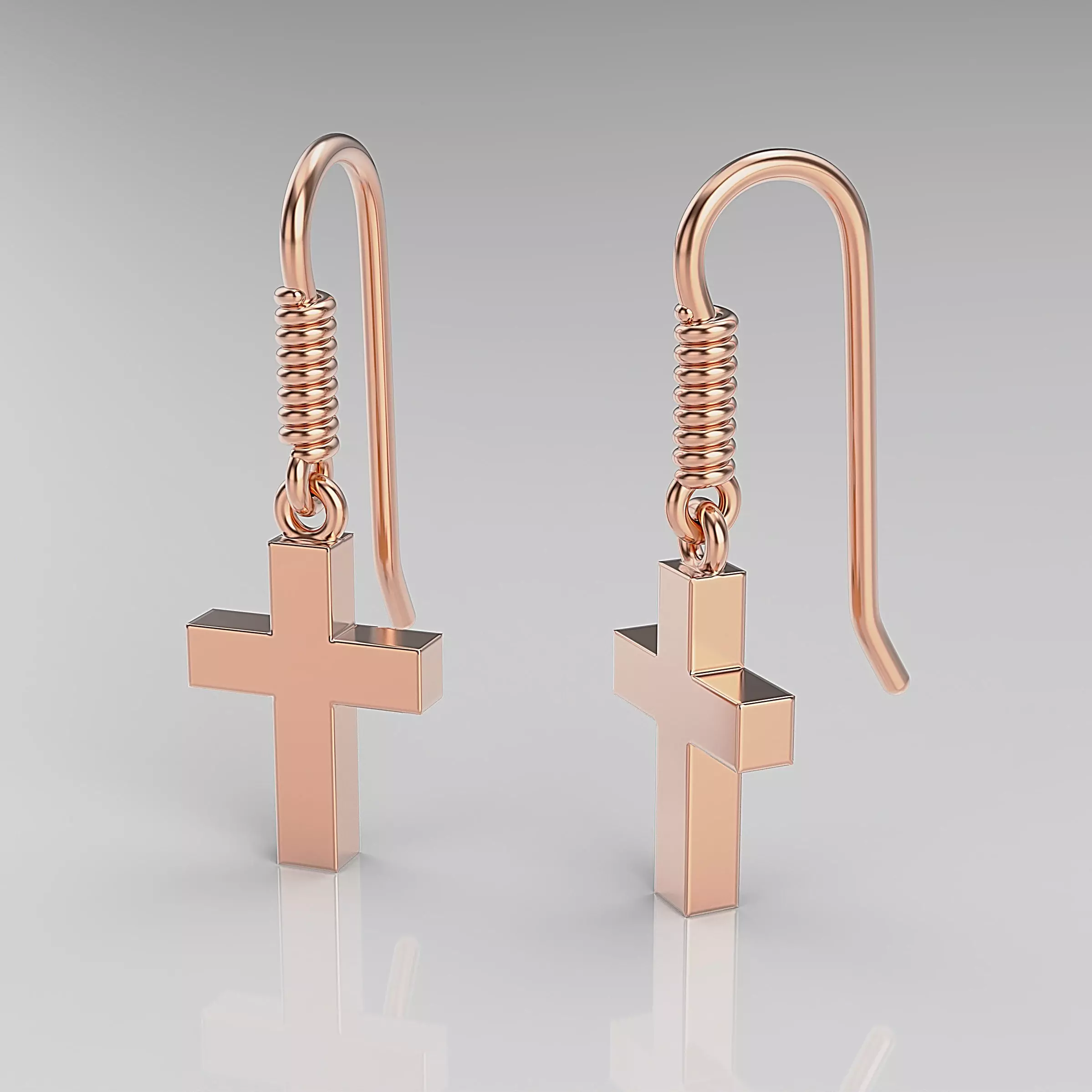 Cross Earrings 3D print model_0