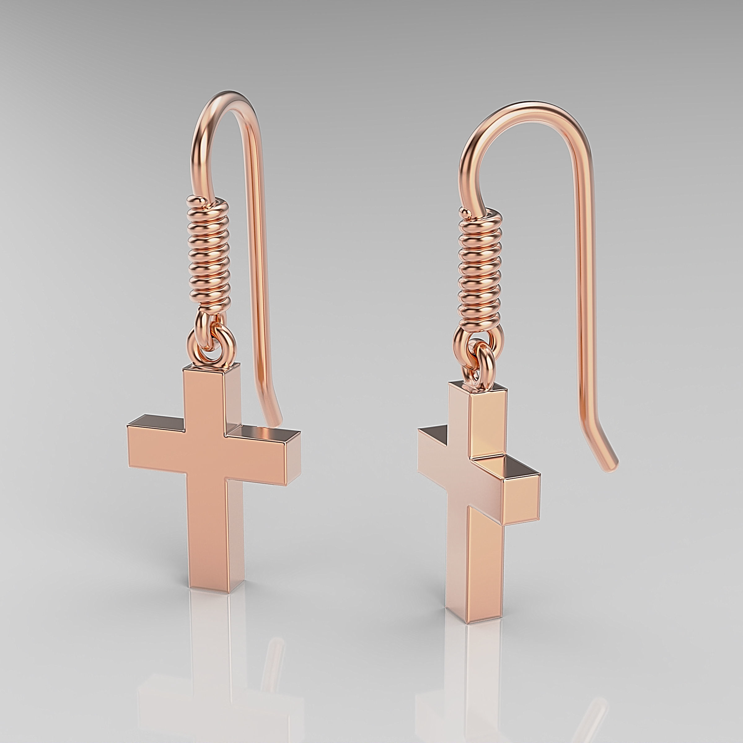 Cross Earrings 3D print model_8