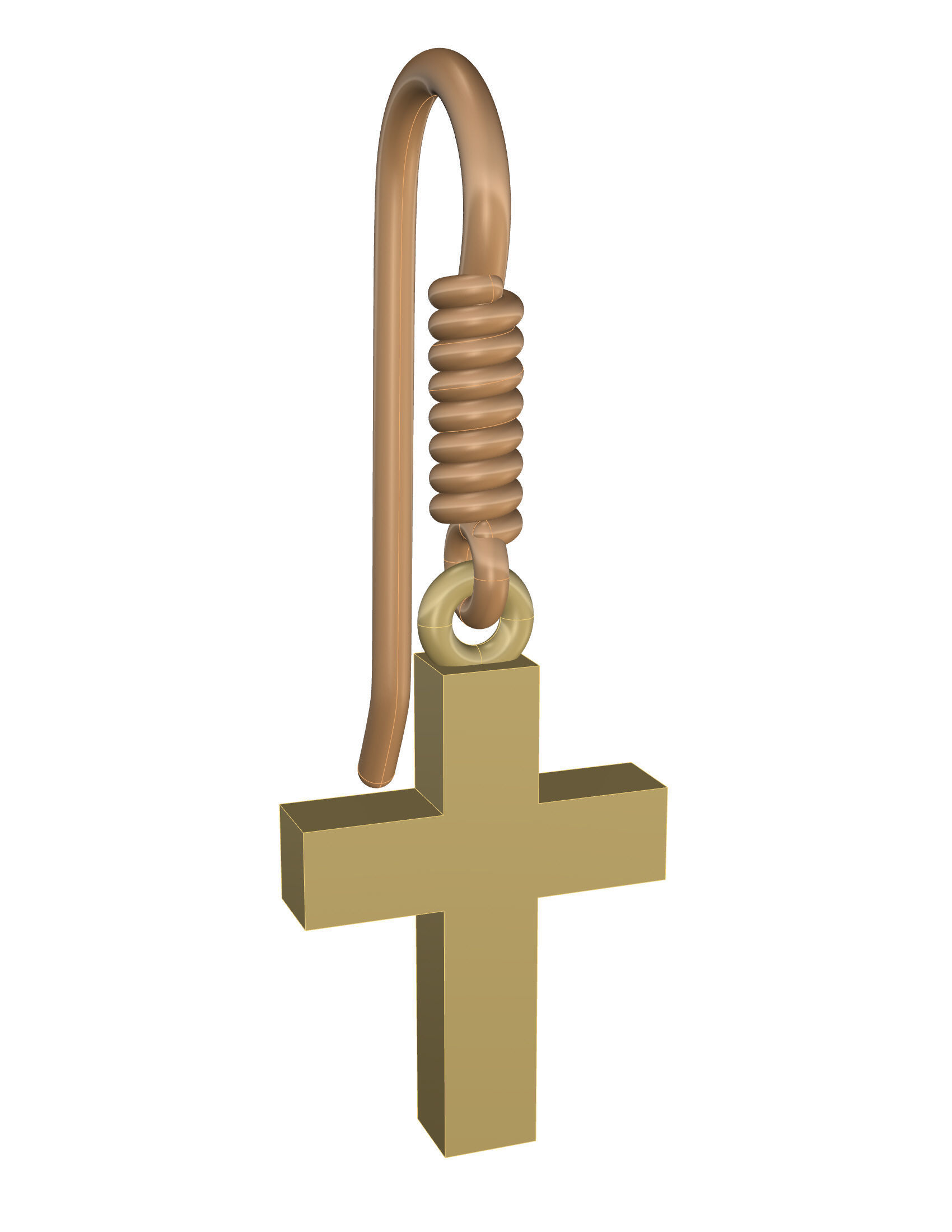 Cross Earrings 3D print model_20