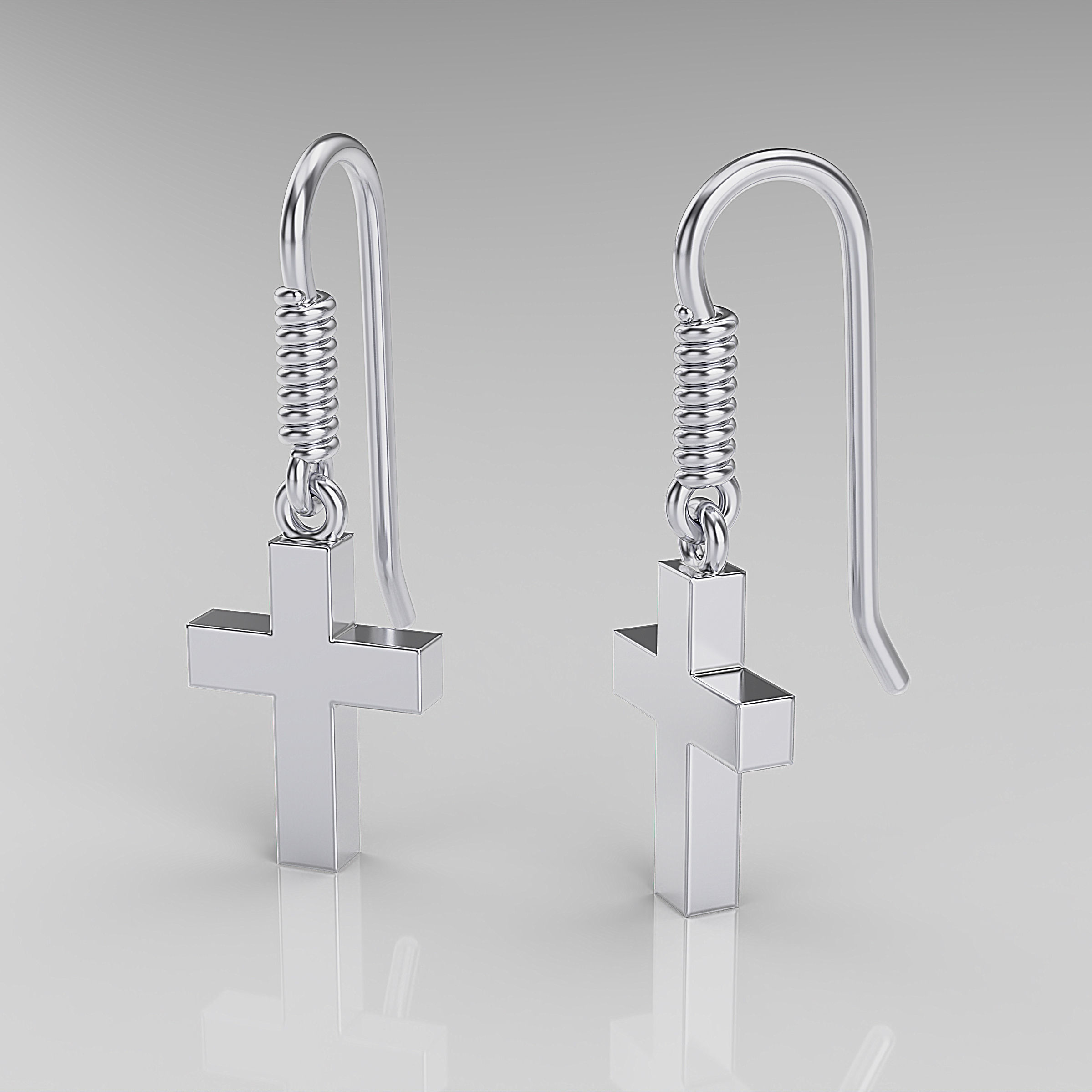 Cross Earrings 3D print model_10