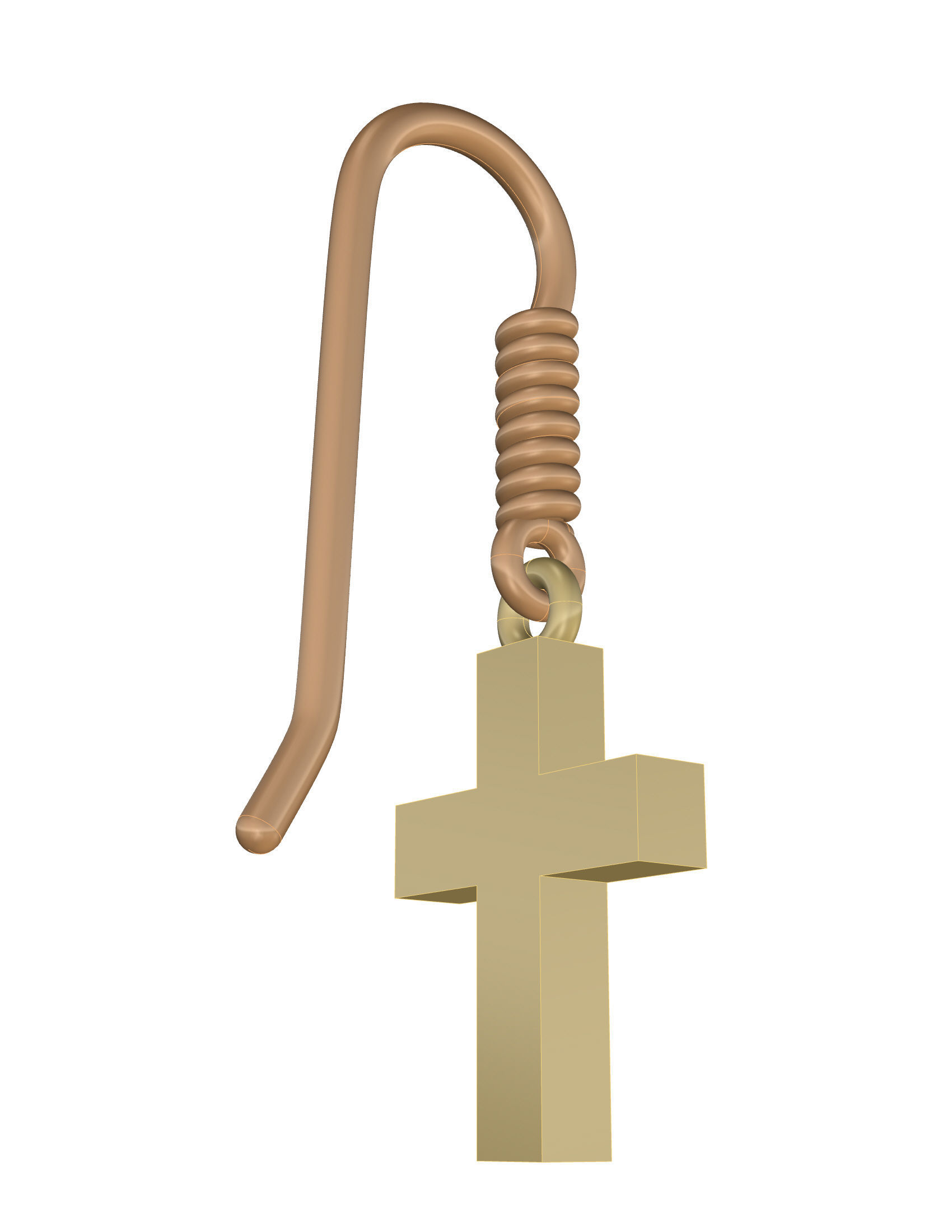 Cross Earrings 3D print model_6