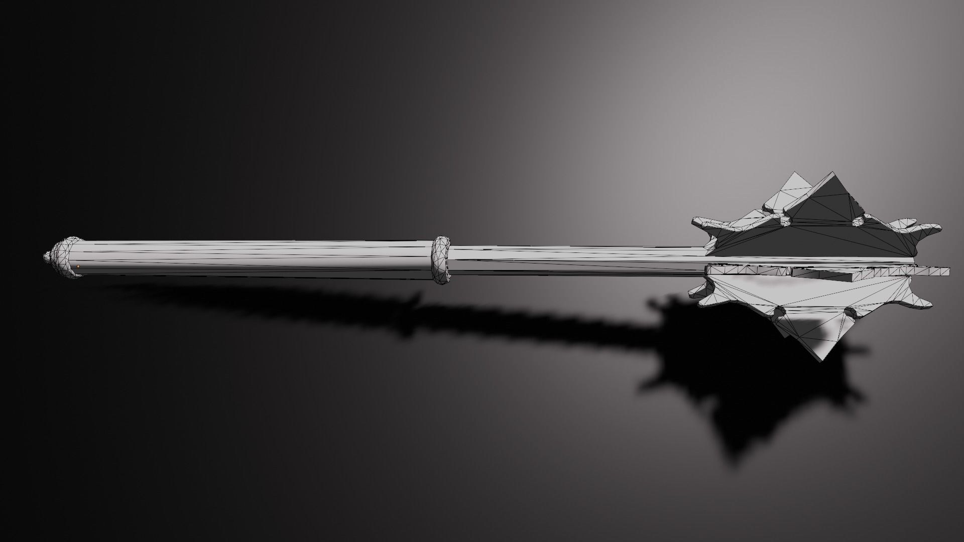 Medieval mace Low-poly 3D model_5