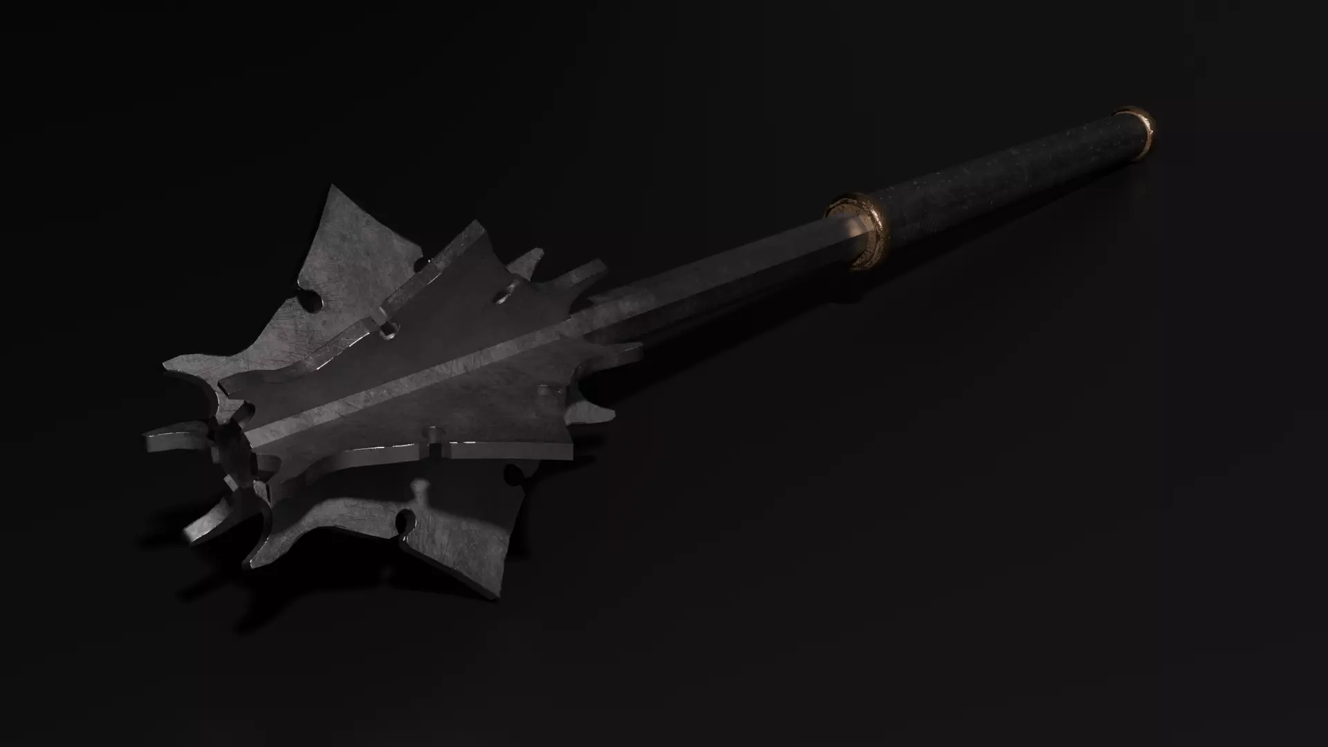 Medieval mace Low-poly 3D model_0