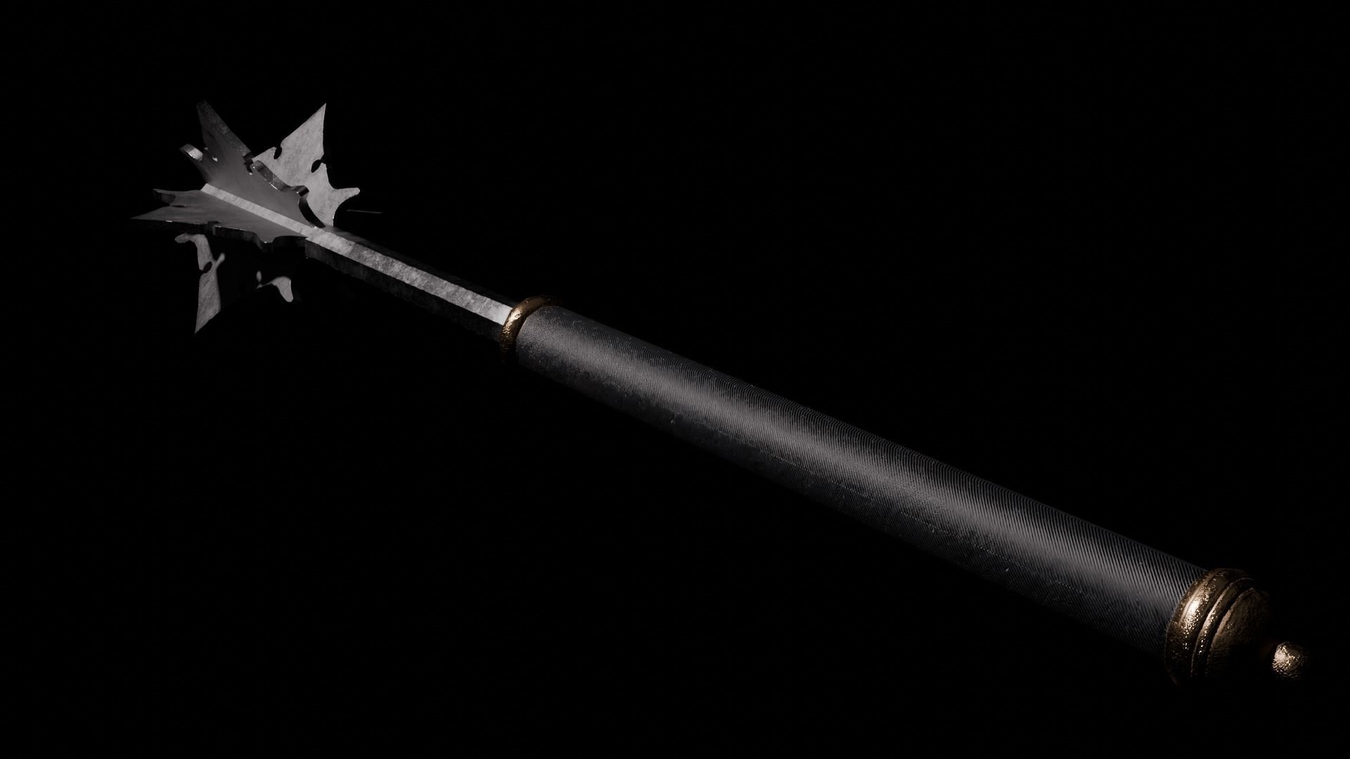 Medieval mace Low-poly 3D model_3