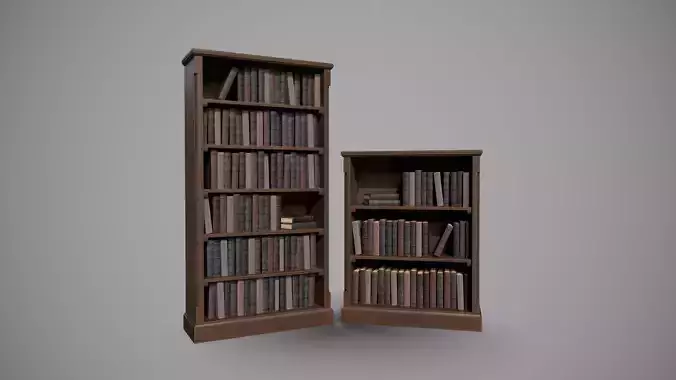 Wooden Bookcases Low-poly 3D model