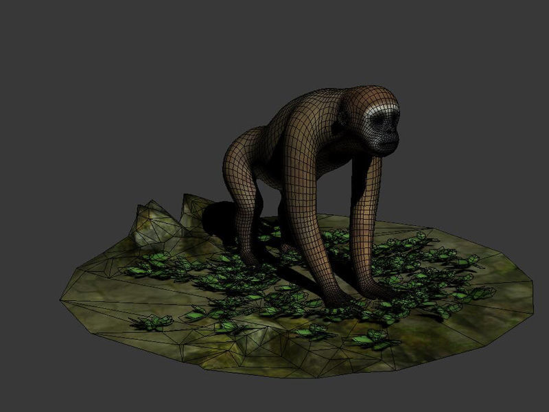 Gibbons apes omnivores apes mammals 3D model_4