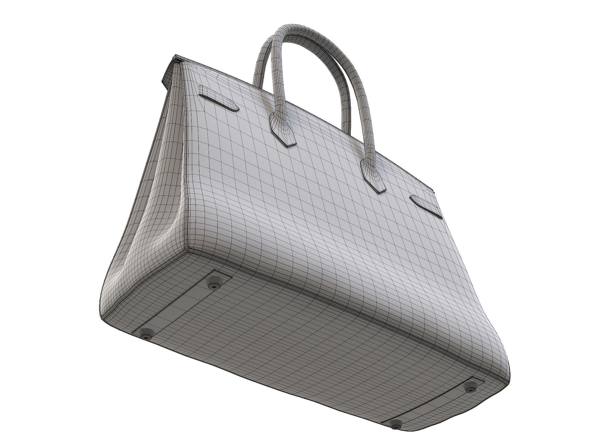 Hermes Birkin Bag Snake Leather Low-poly 3D model_9