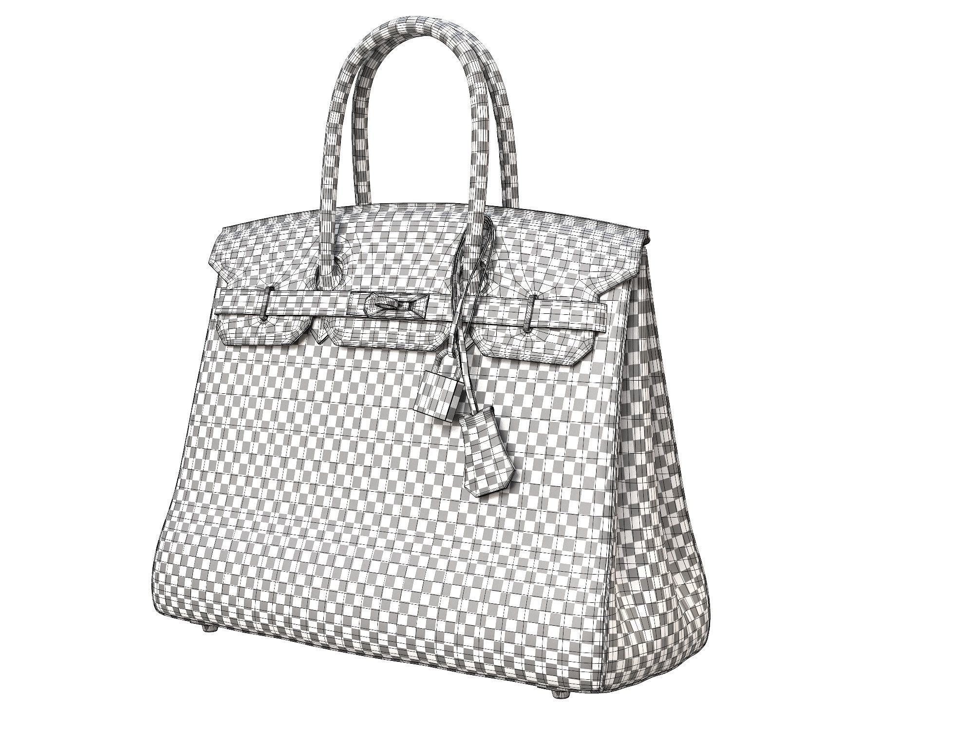 Hermes Birkin Bag Snake Leather Low-poly 3D model_10