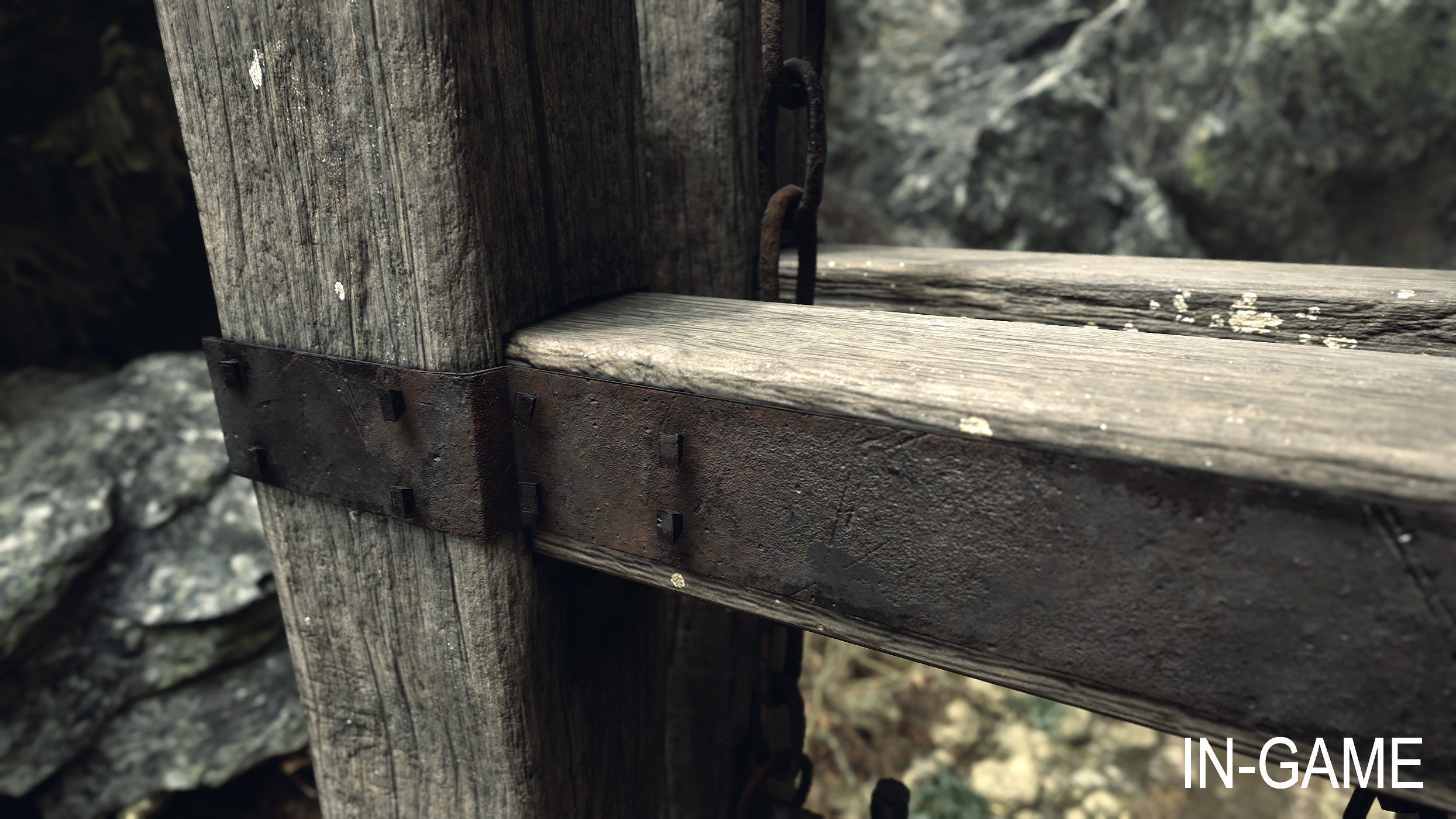 Metal Gate with Wooden Frame Low-poly 3D model_16