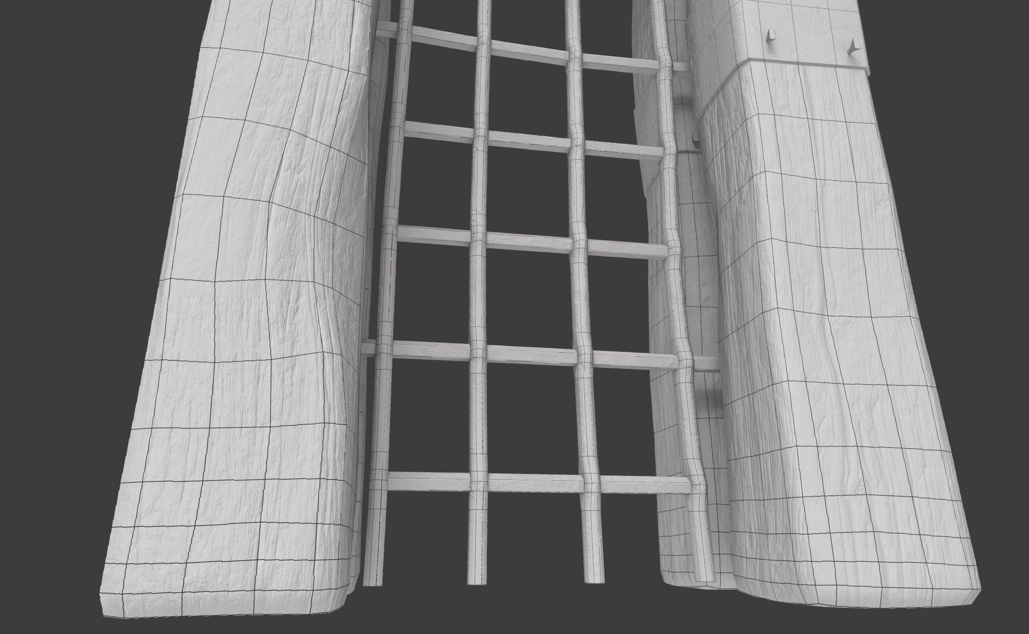 Metal Gate with Wooden Frame Low-poly 3D model_12