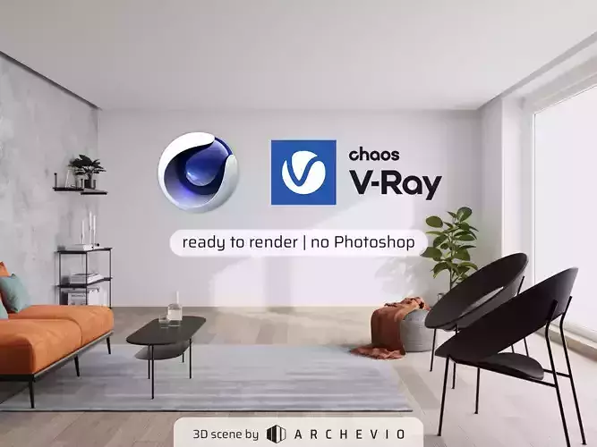 Small living room 03 - 3D interior scene for Cinema 4D and Vray