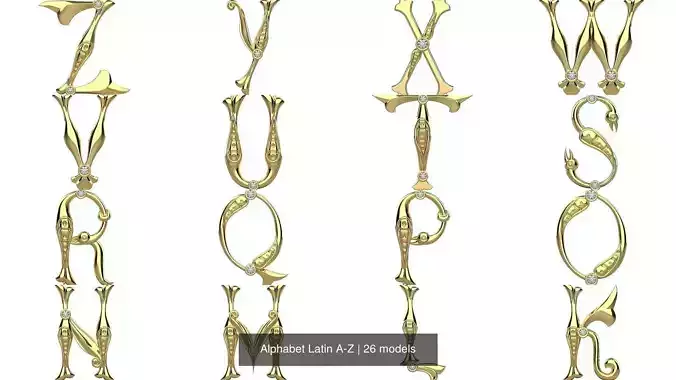 Alphabet Latin A-Z 3D Model Collection