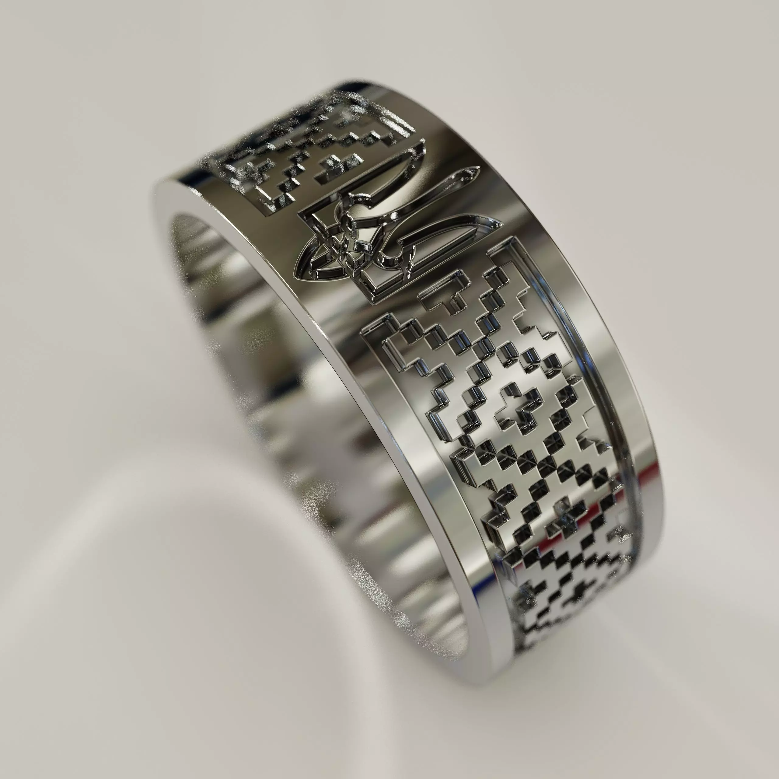 MR 184 ring with national emblem of Ukraine 3D print model