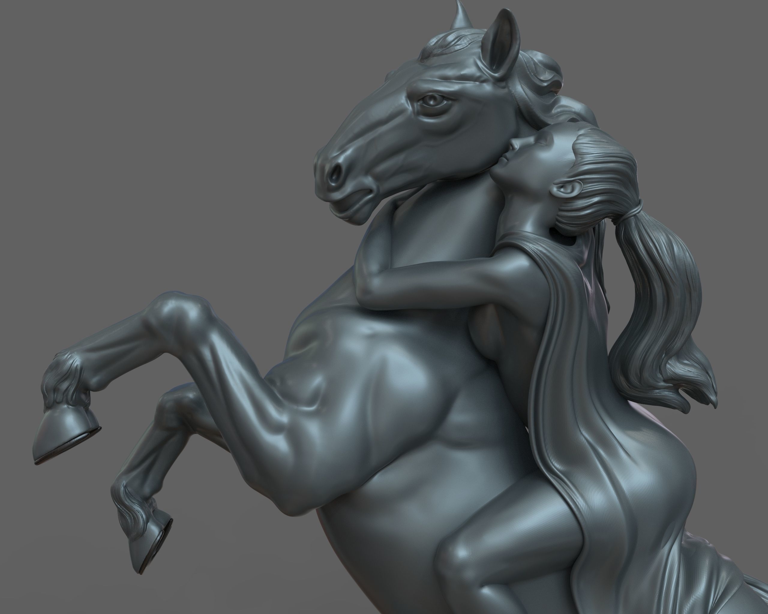 horse and girl 3D model_5