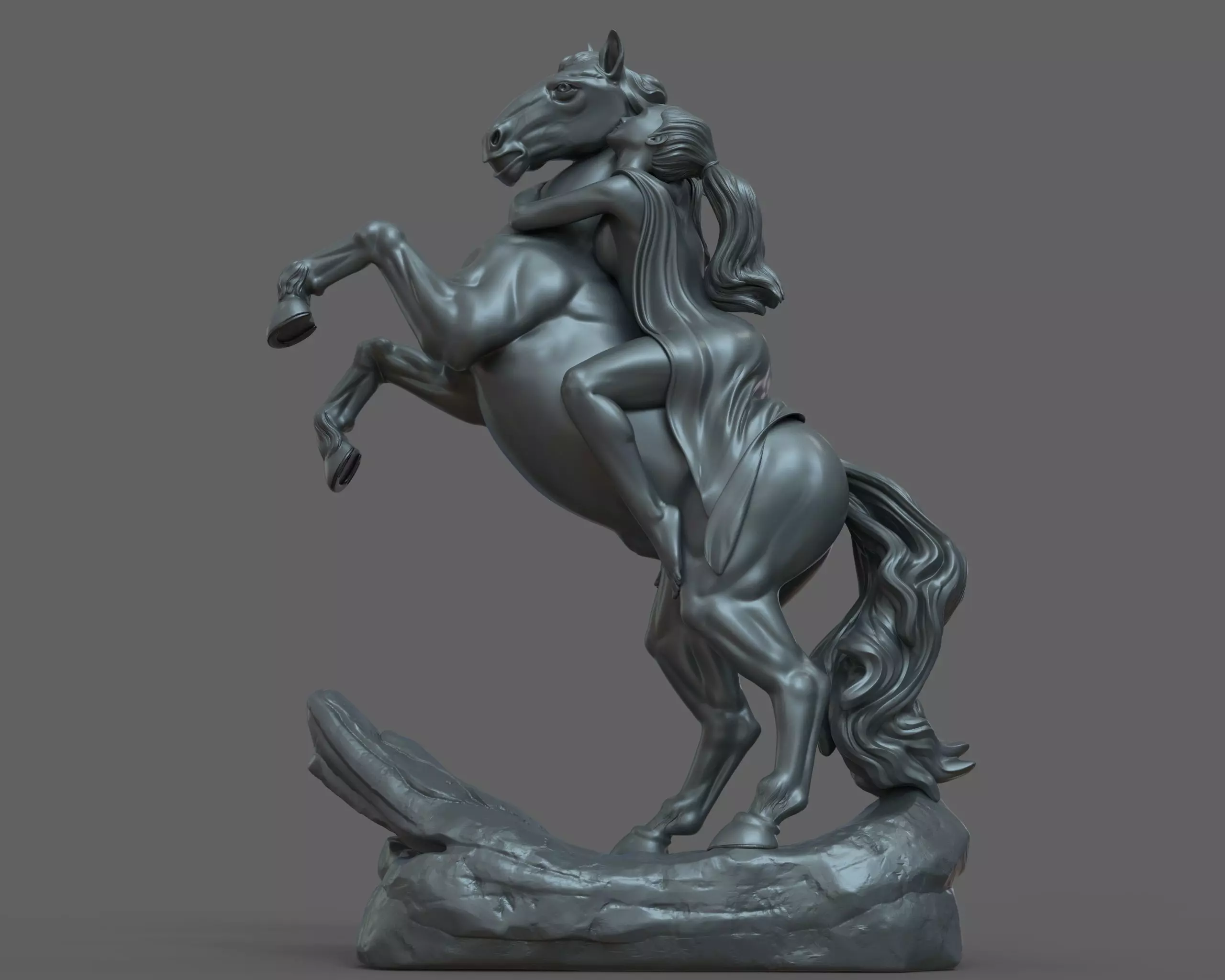 horse and girl 3D model_0