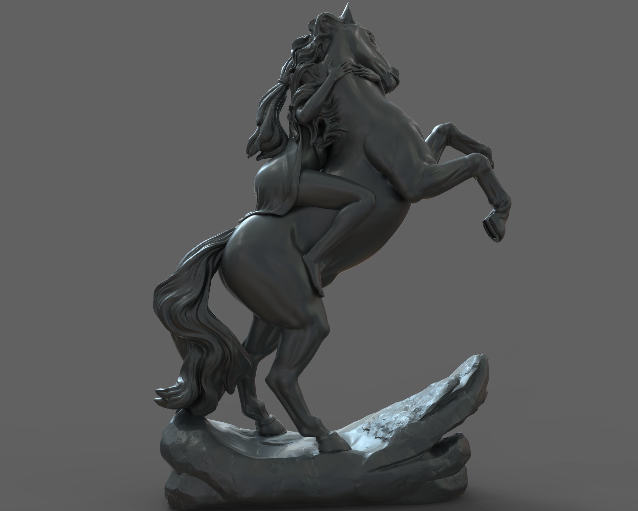 horse and girl 3D model_1