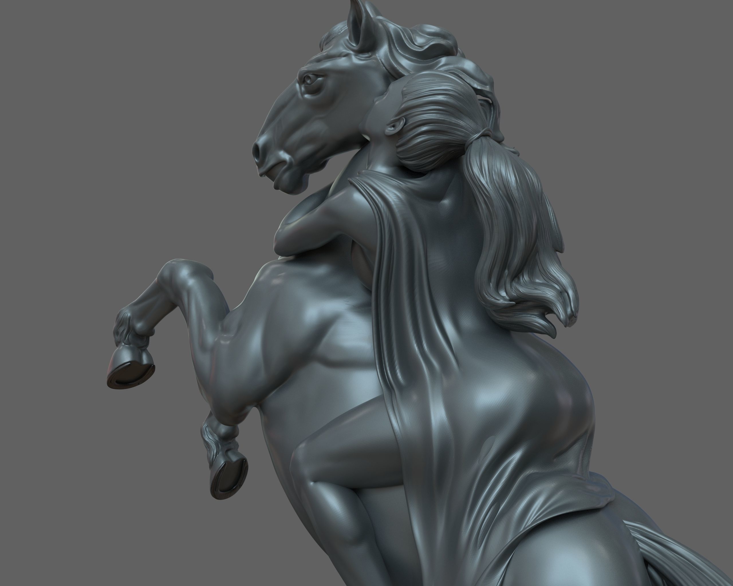 horse and girl 3D model_3