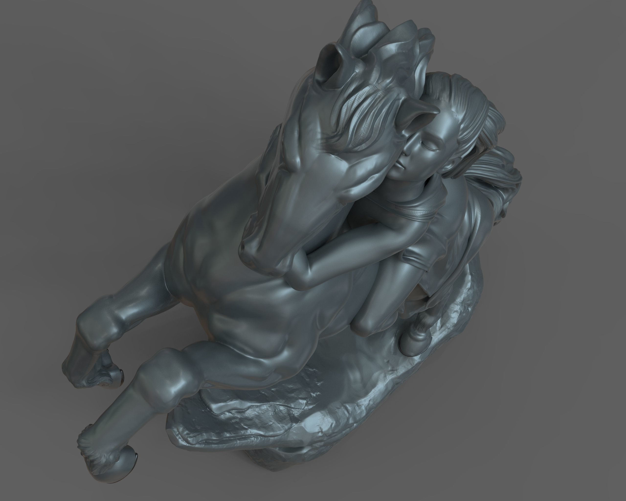 horse and girl 3D model_4