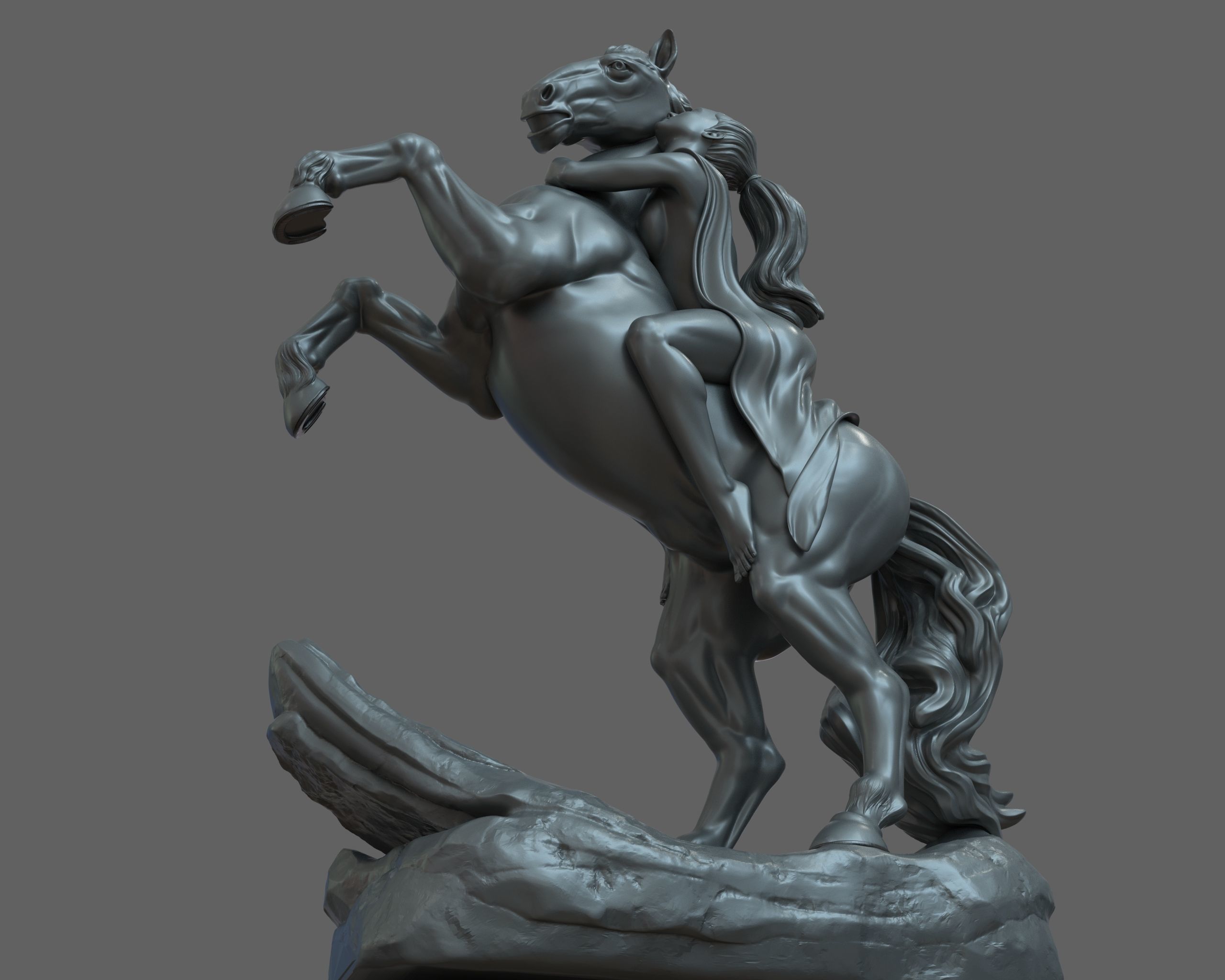 horse and girl 3D model_6