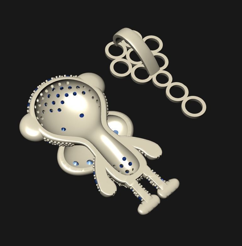 Monkey Pendant 3D print model_9