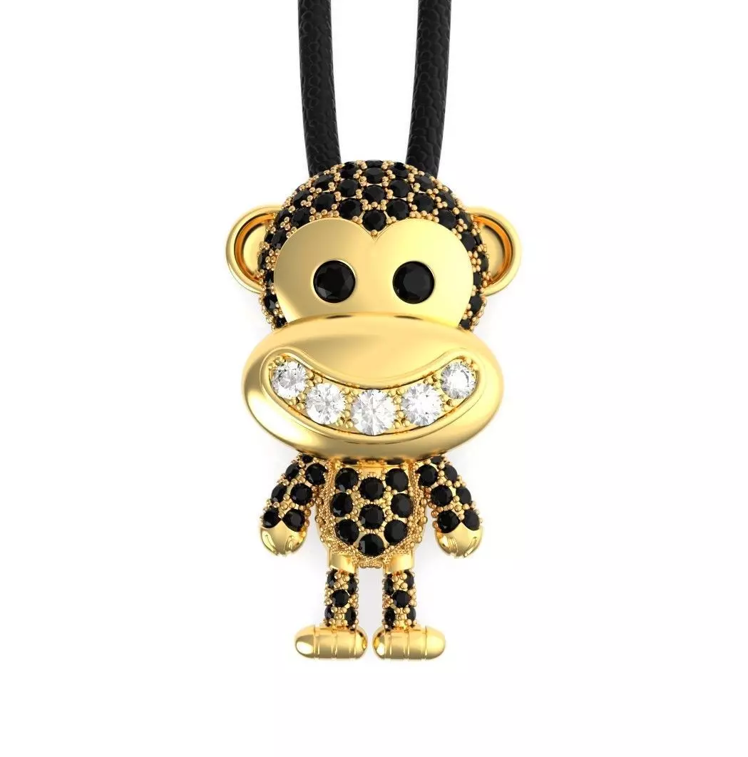 Monkey Pendant 3D print model_0