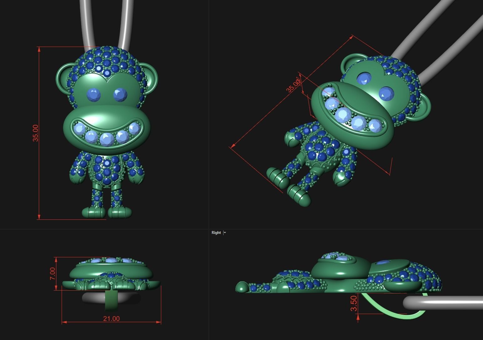 Monkey Pendant 3D print model_1